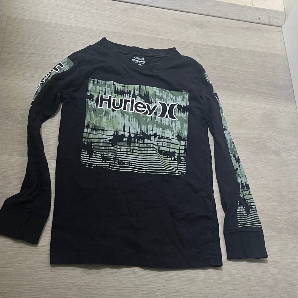 Hurley Black Shirt with Green Graphic